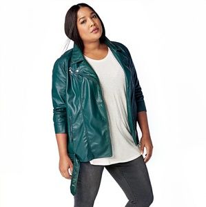 Green Justfab Oversized Biker Jacket 1x new